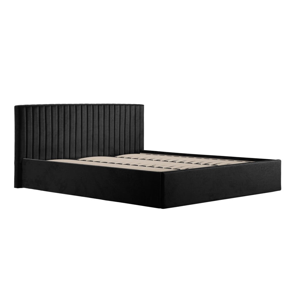 Berlin Black Velvet Ottoman Super King Size Bed
